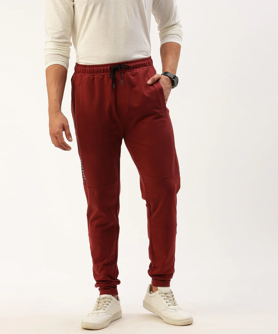 Men’s Burgundy Solid Jogger Pants – Rich Tone Premium Comfort Wear