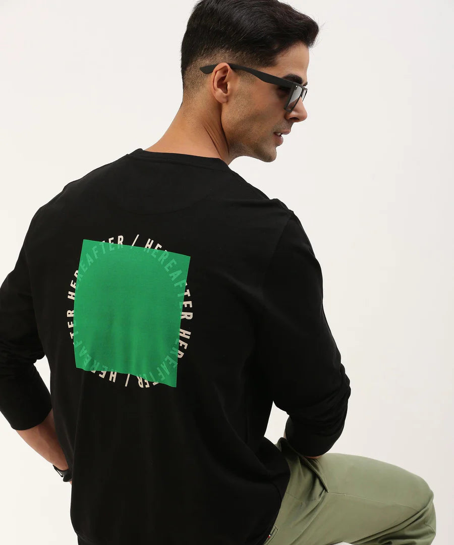 Men’s Black Logo Detail Crew Neck Sweatshirt – Signature Premium Street Essential