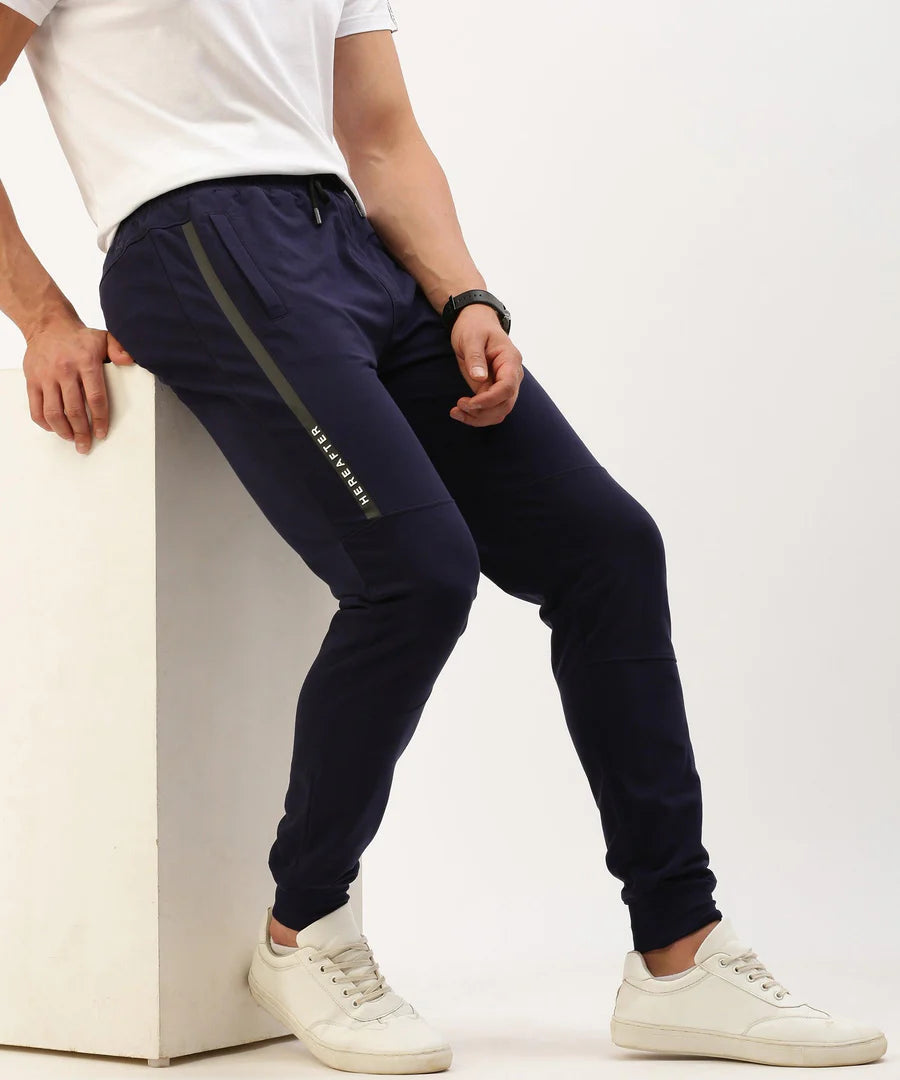 Men’s Navy Solid Jogger Pants – Clean Fit Premium Everyday Comfort