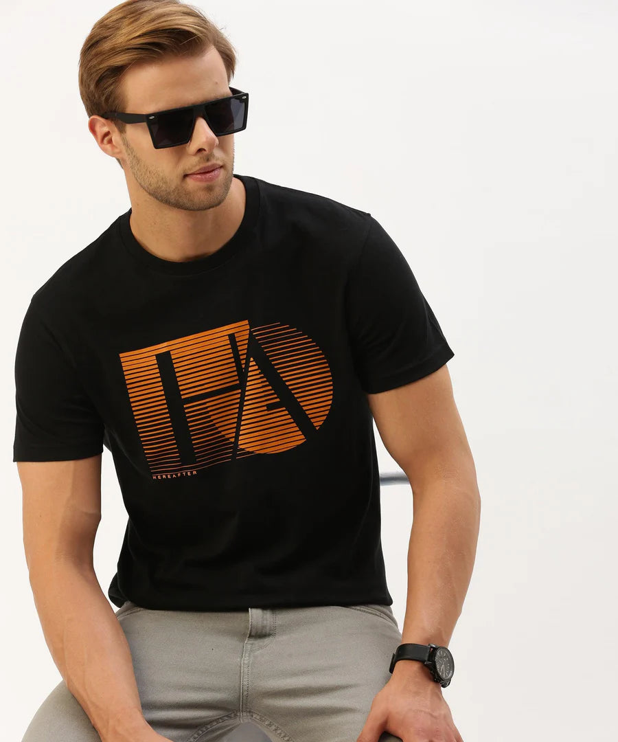 Men’s Black Graphic Crew Neck T-Shirt – High-Impact Statement Streetwear