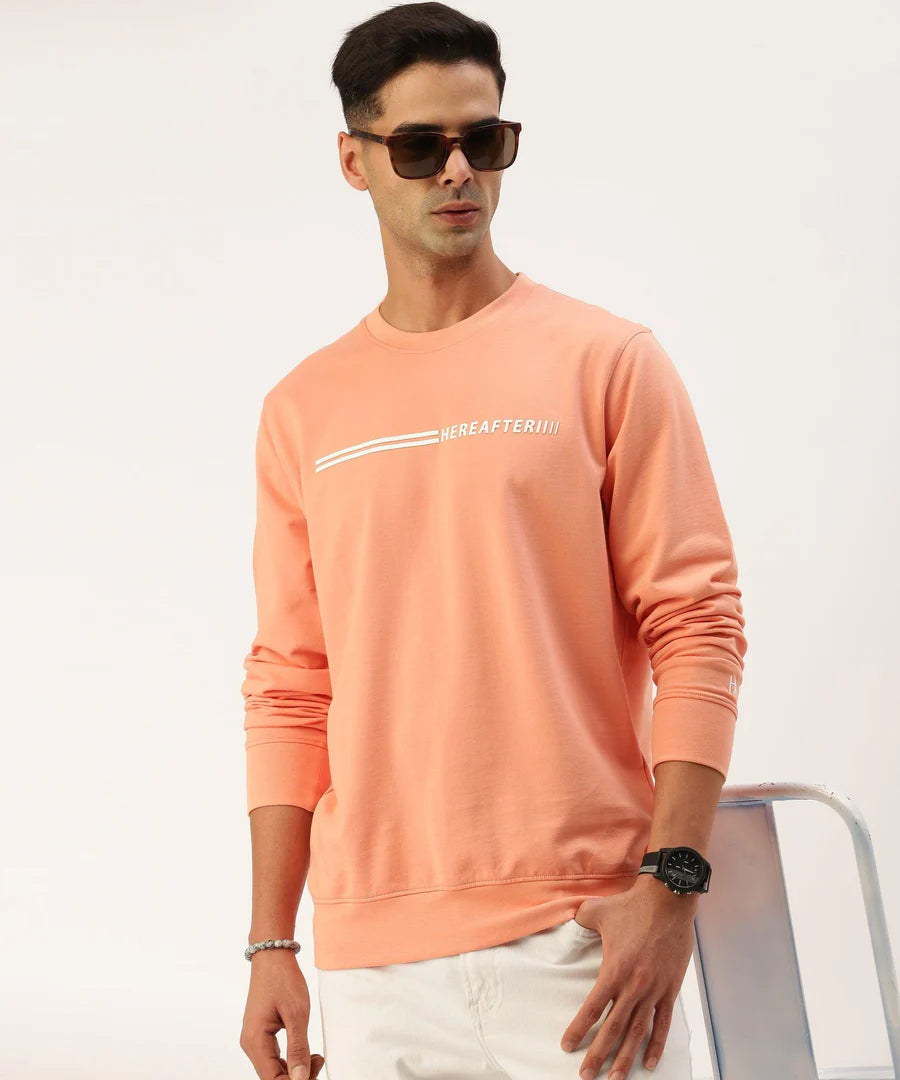 Men’s Mauve Logo Detail Crew Neck Sweatshirt – Soft Tone Premium Street Essential