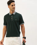 Men’s Dark Olive Solid Polo T-Shirt – Earthy Tone Premium Smart Casual Wear