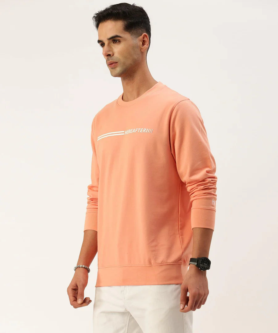 Men’s Mauve Logo Detail Crew Neck Sweatshirt – Soft Tone Premium Street Essential