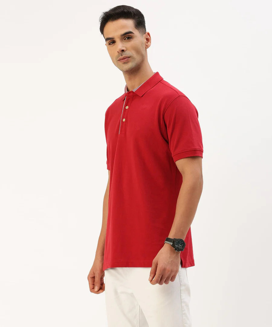 Men’s Bold Red Solid Polo T-Shirt – Statement Smart Casual Essential