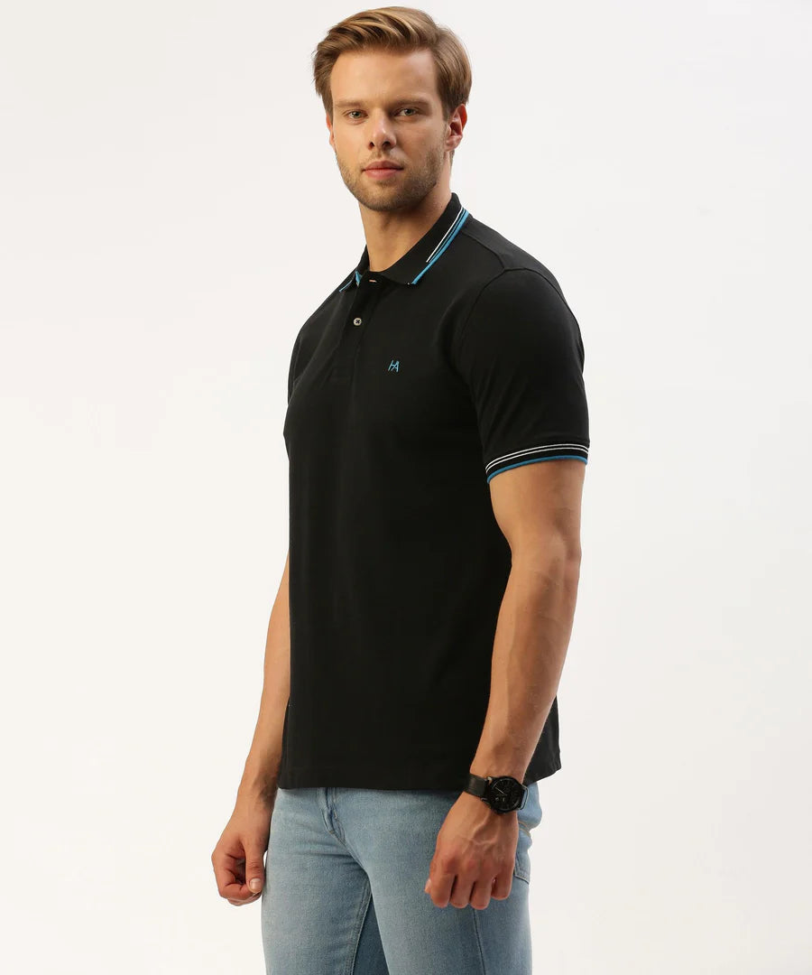 Men’s Premium Jet Black Solid Polo T-Shirt – Sleek Everyday Essential