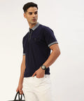 Men’s Deep Navy Solid Polo T-Shirt – Refined Everyday Smart Casual Essential