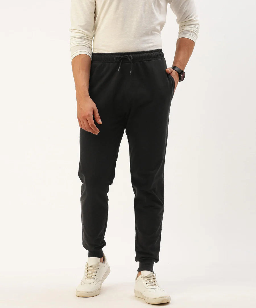Men’s Jet Black Solid Jogger Pants – Premium Comfort Streetwear Essential