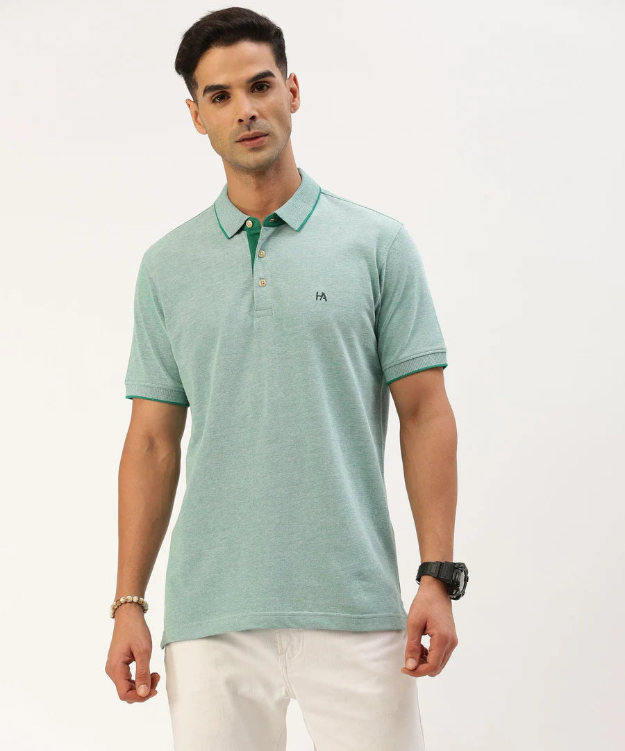 Men’s Olive Green Solid Polo T-Shirt – Fresh Minimal Smart Casual Essential