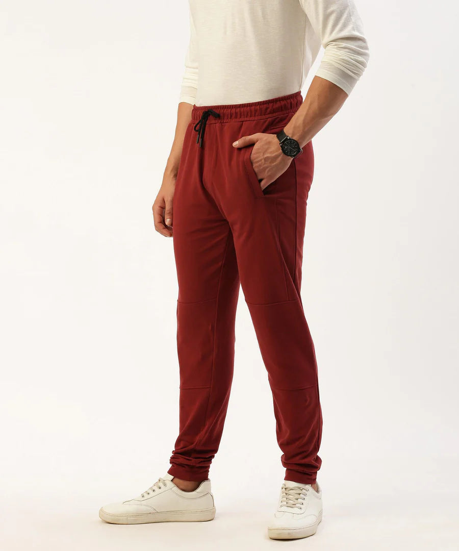 Men’s Burgundy Solid Jogger Pants – Rich Tone Premium Comfort Wear