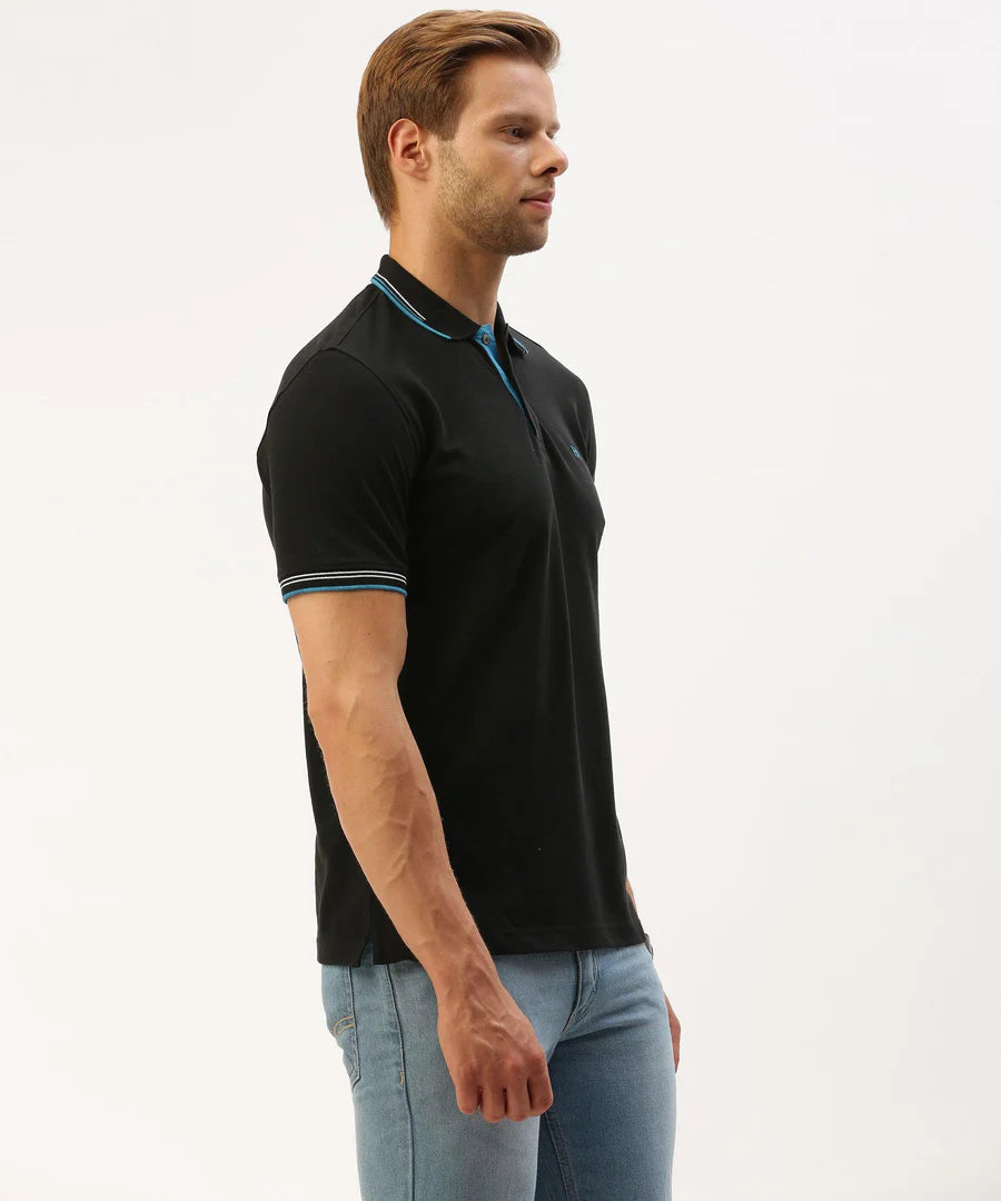 Men’s Premium Jet Black Solid Polo T-Shirt – Sleek Everyday Essential