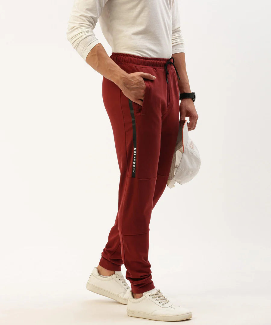 Men’s Burgundy Solid Jogger Pants – Rich Tone Premium Comfort Wear