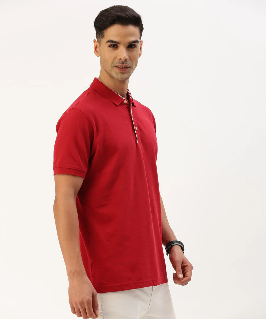 Men’s Bold Red Solid Polo T-Shirt – Statement Smart Casual Essential
