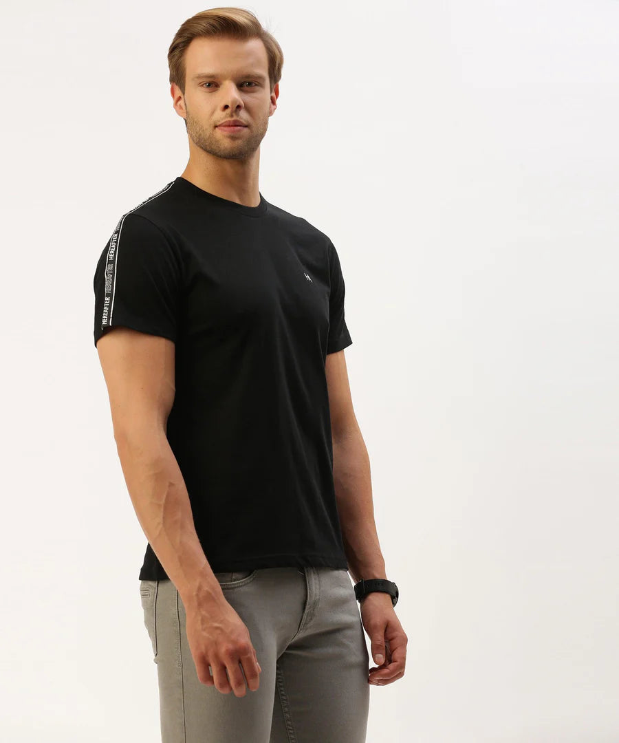 Men’s Jet Black Solid Crew Neck T-Shirt – Ultra Minimal Premium Everyday Essential