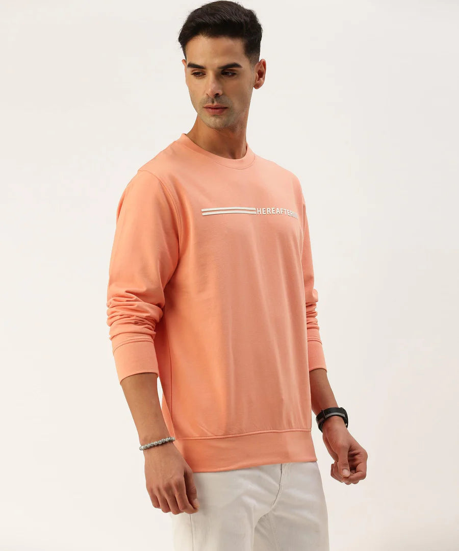 Men’s Mauve Logo Detail Crew Neck Sweatshirt – Soft Tone Premium Street Essential