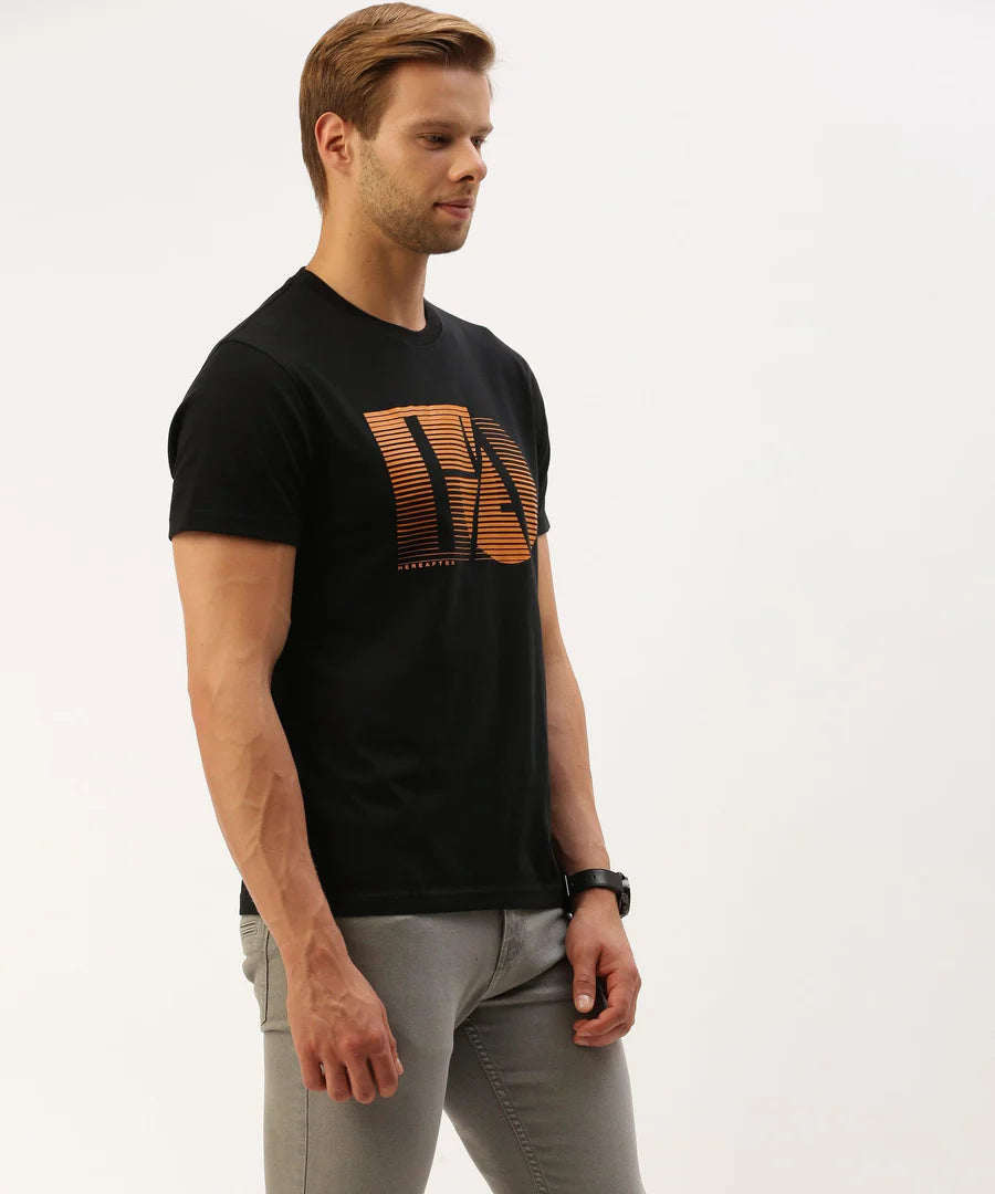 Men’s Black Graphic Crew Neck T-Shirt – High-Impact Statement Streetwear