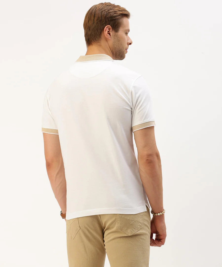 Men’s Crisp White Solid Polo T-Shirt – Clean Classic Smart Casual Essential