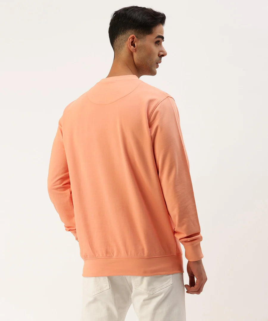 Men’s Mauve Logo Detail Crew Neck Sweatshirt – Soft Tone Premium Street Essential