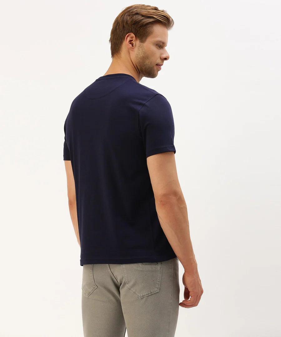 Men’s Navy Logo Detail Crew Neck T-Shirt – Premium Signature Casual Essential