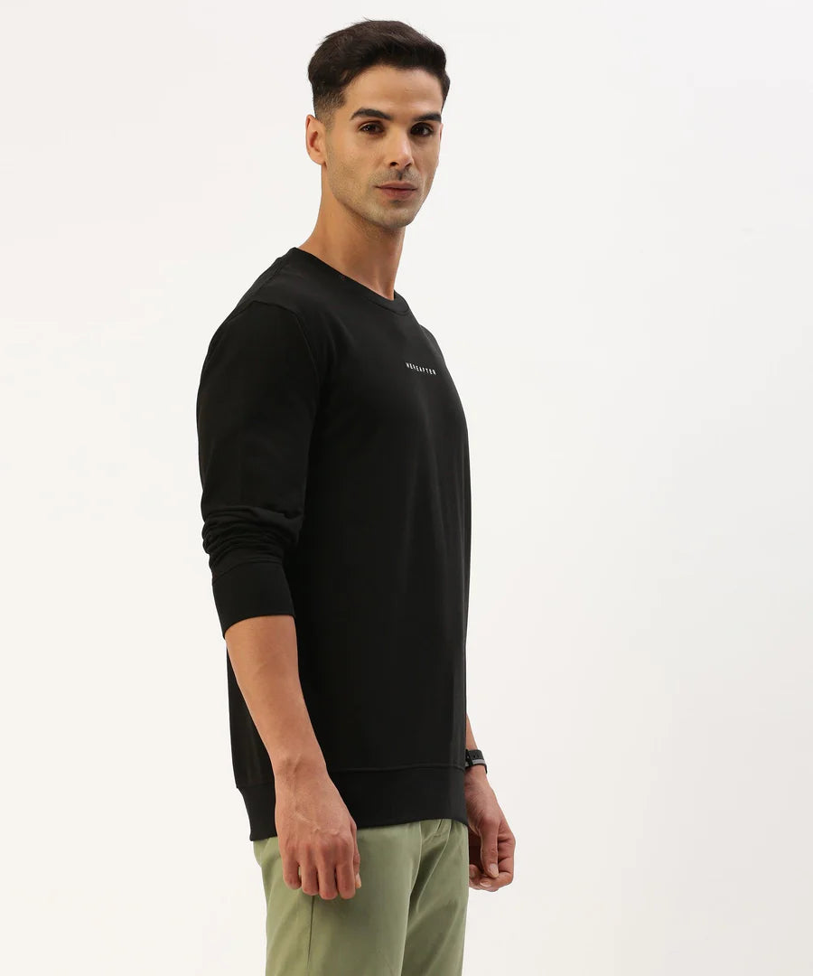 Men’s Black Logo Detail Crew Neck Sweatshirt – Signature Premium Street Essential