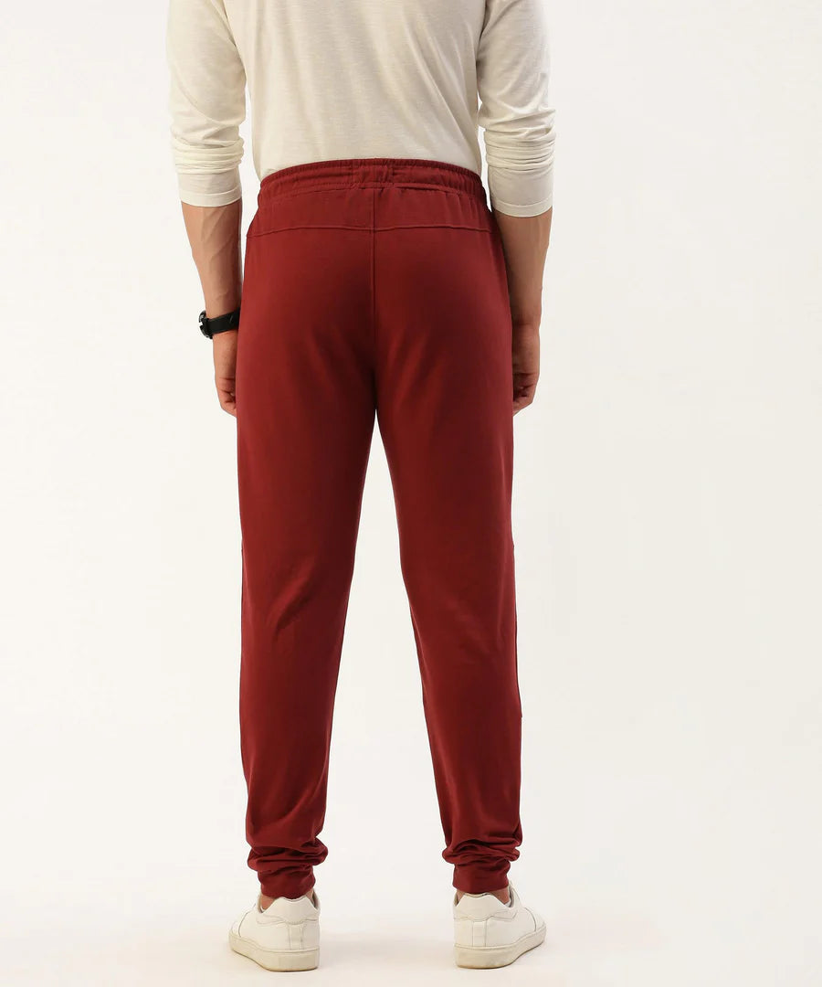 Men’s Burgundy Solid Jogger Pants – Rich Tone Premium Comfort Wear