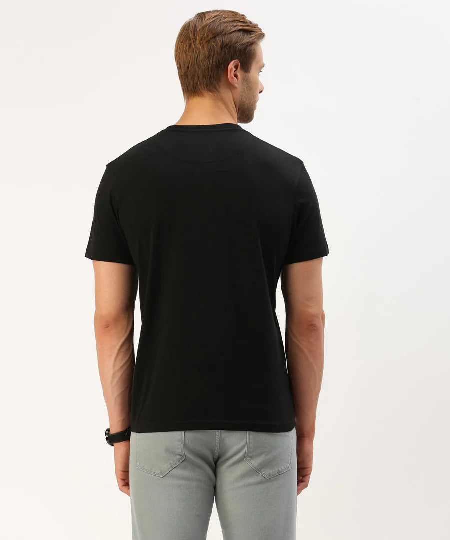 Men’s Jet Black Graphic Crew Neck T-Shirt – Bold Statement Streetwear Essential