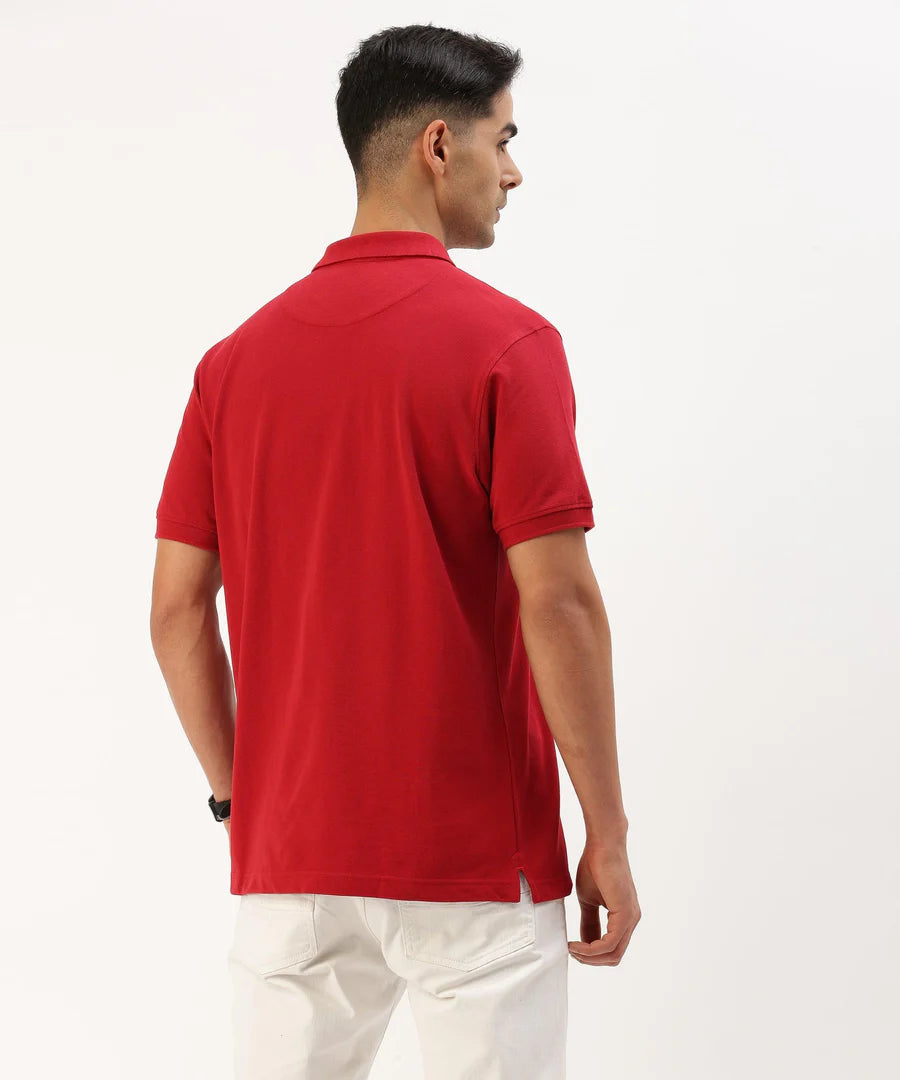 Men’s Bold Red Solid Polo T-Shirt – Statement Smart Casual Essential