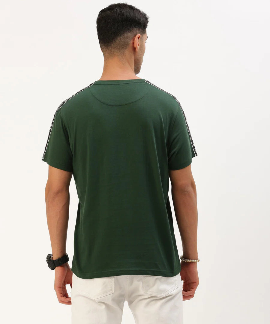 Men’s Pine Green Solid Crew Neck T-Shirt – Deep Tone Everyday Essential