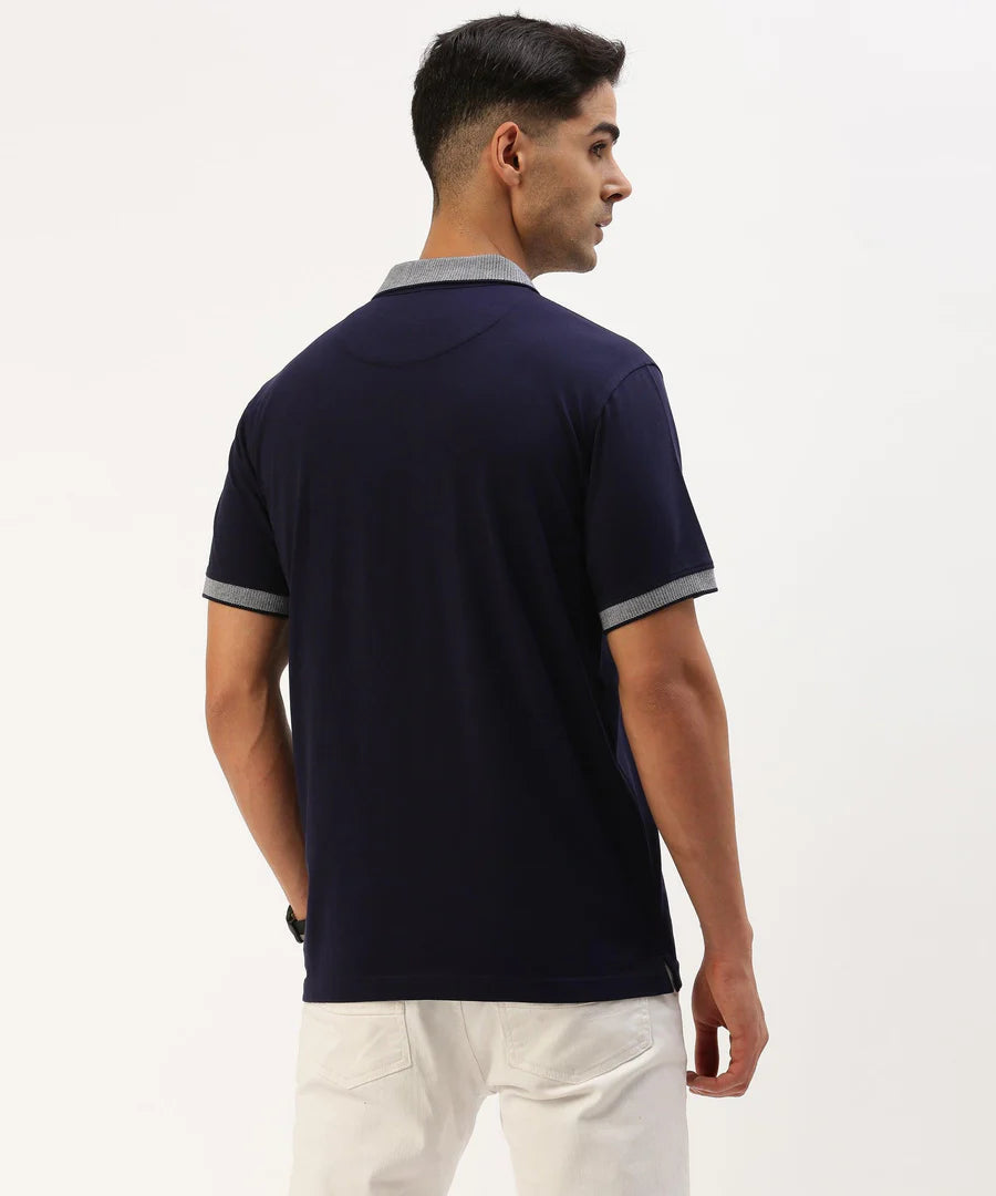Men’s Deep Navy Solid Polo T-Shirt – Refined Everyday Smart Casual Essential