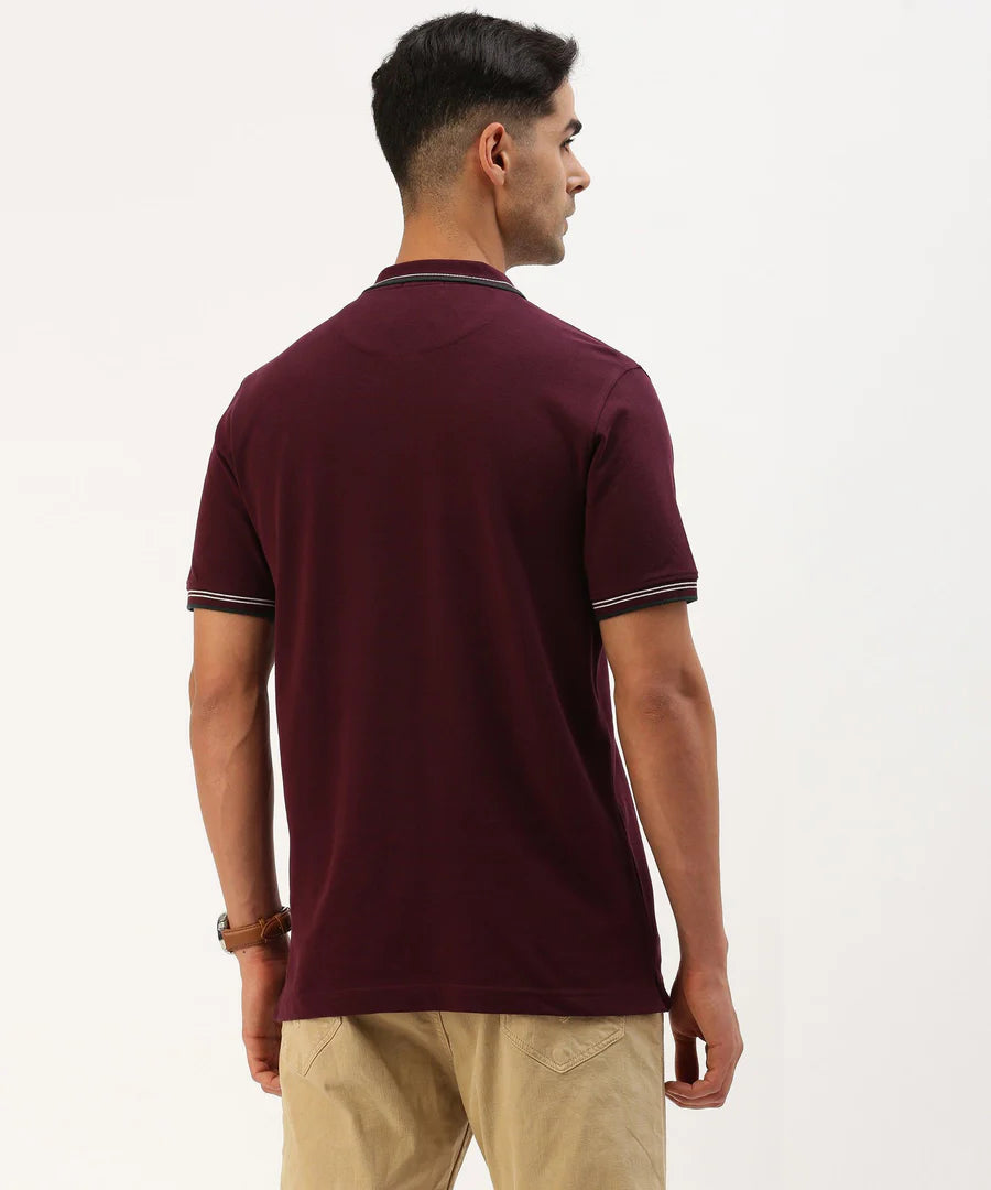 Men’s Deep Wine Solid Polo T-Shirt – Rich Tone Smart Casual Essential