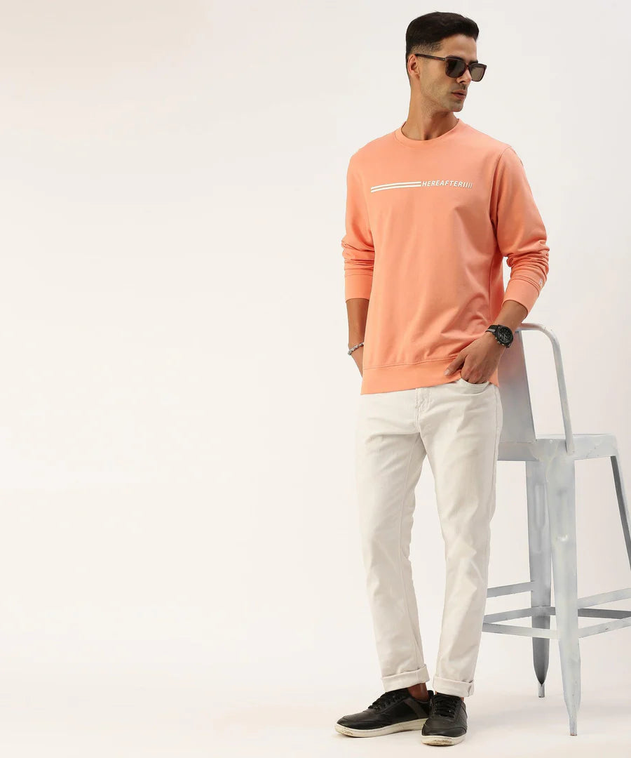 Men’s Mauve Logo Detail Crew Neck Sweatshirt – Soft Tone Premium Street Essential