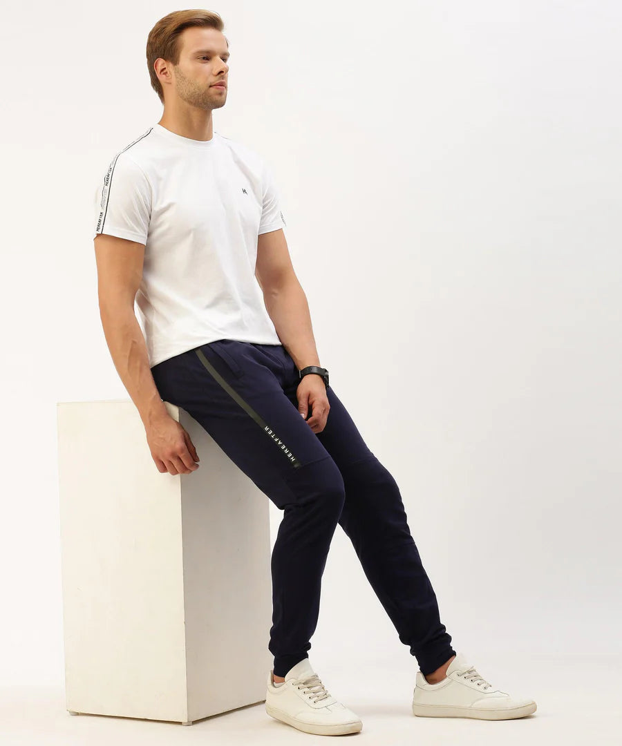 Men’s Navy Solid Jogger Pants – Clean Fit Premium Everyday Comfort
