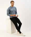 Men’s Deep Blue Logo Detail Crew Neck Sweatshirt – Premium Signature Everyday Wear
