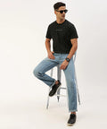 Men’s Jet Black Printed Crew Neck T-Shirt – Bold Detail Premium Casual Essential