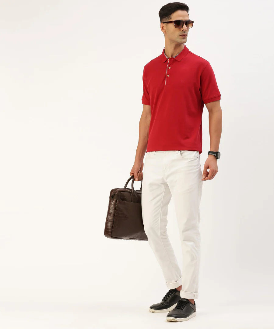 Men’s Bold Red Solid Polo T-Shirt – Statement Smart Casual Essential