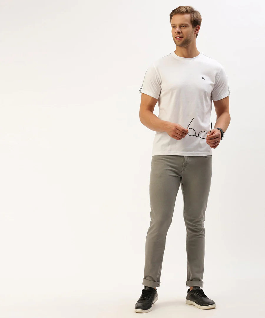 Men’s Pure White Solid Crew Neck T-Shirt – Clean Classic Everyday Essential