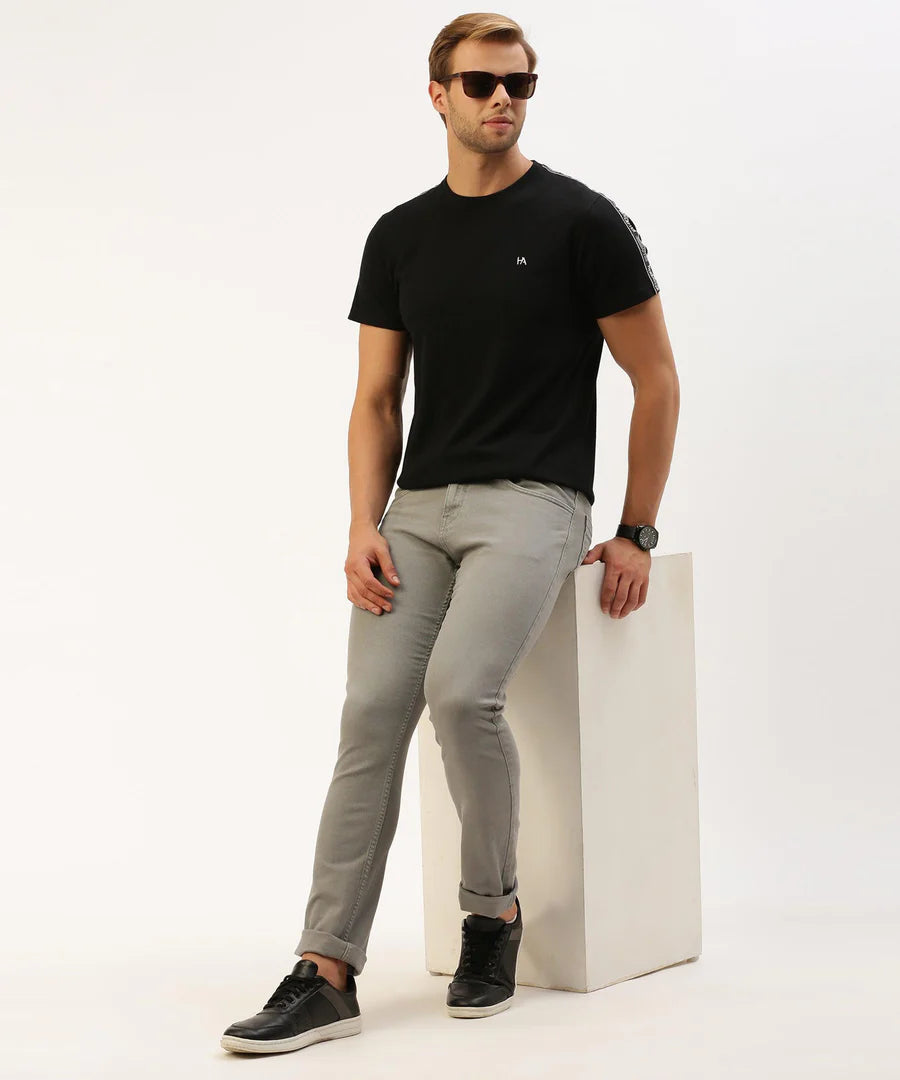 Men’s Jet Black Solid Crew Neck T-Shirt – Ultra Minimal Premium Everyday Essential