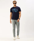 Men’s Navy Graphic Crew Neck T-Shirt – Statement Print Premium Casual Wear